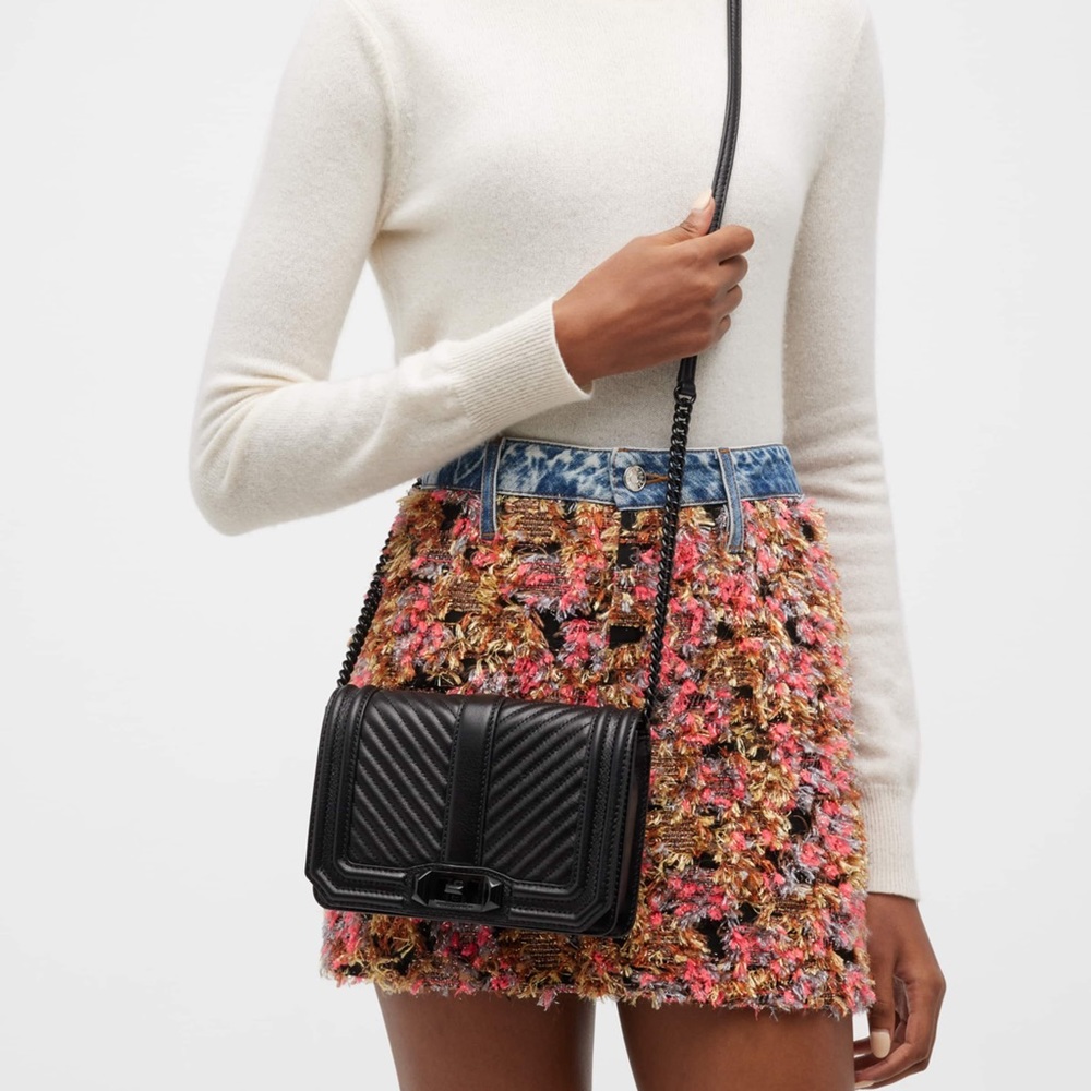 Rebecca Minkoff Love Small Chevron-Quilted Crossbody Bag, used fair condition